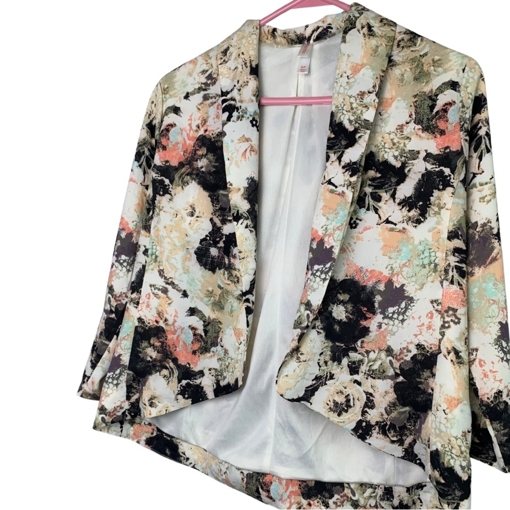 XHILARATION Floral Open Front Blazer Jacket Size Small